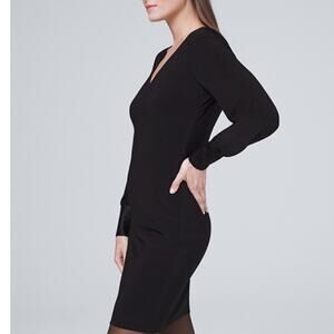 White House Black Market Satin Trim Black Knit Shift Dress, Size S